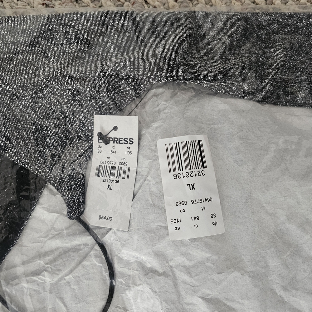 Express Sparkly One Shoulder Thong Bodysuit - Size XL - Picture 6 of 9
